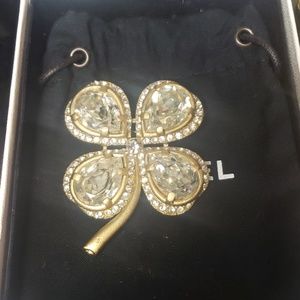 Chanel 4 Leaf Rhinestone Brooch